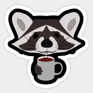 Raccoon Drinking Coffee Sticker